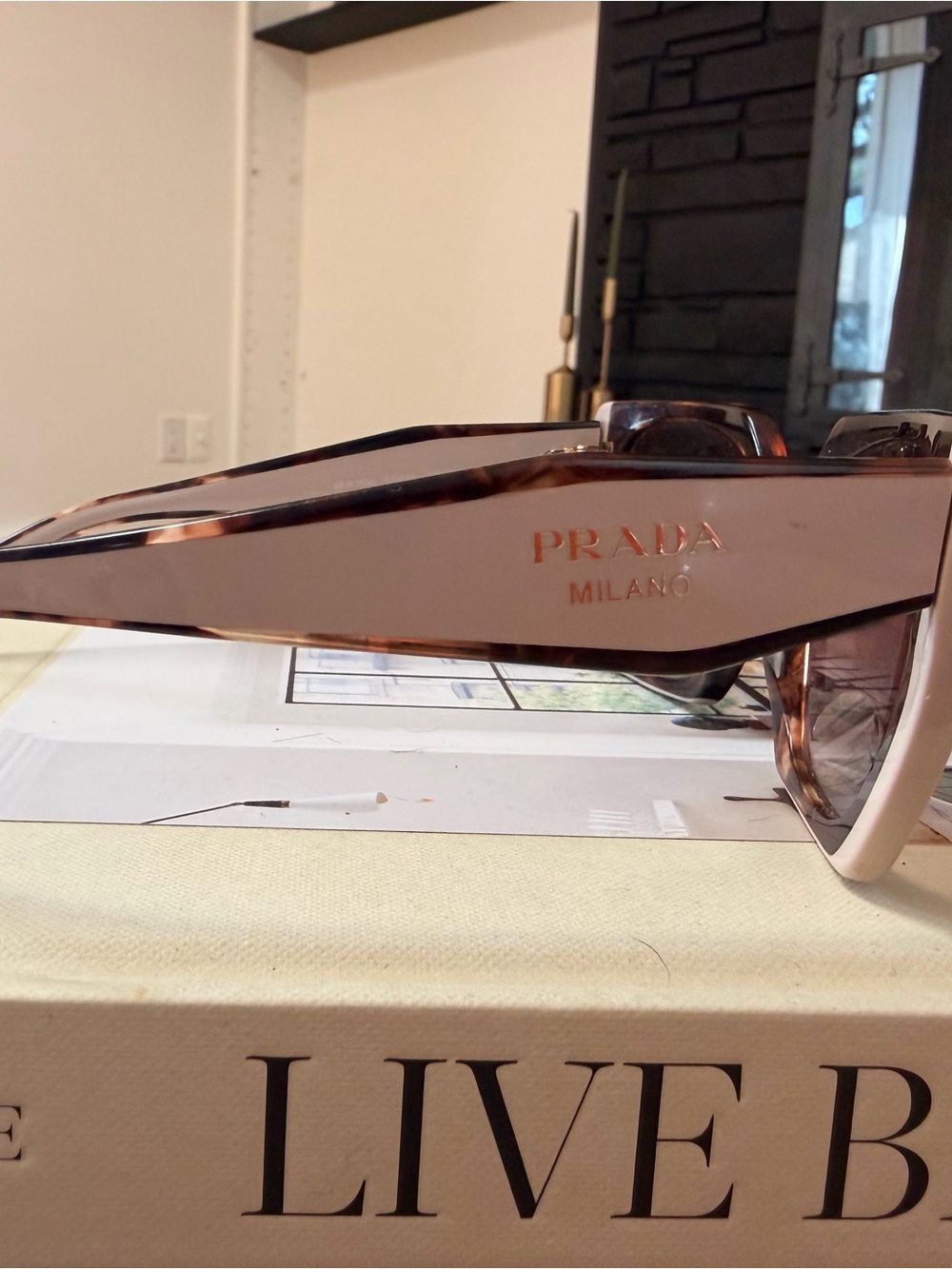 Prada Women’s Tortoiseshell and Beige Sunglasses - Brown Gradient Lenses - Picture 5 of 15